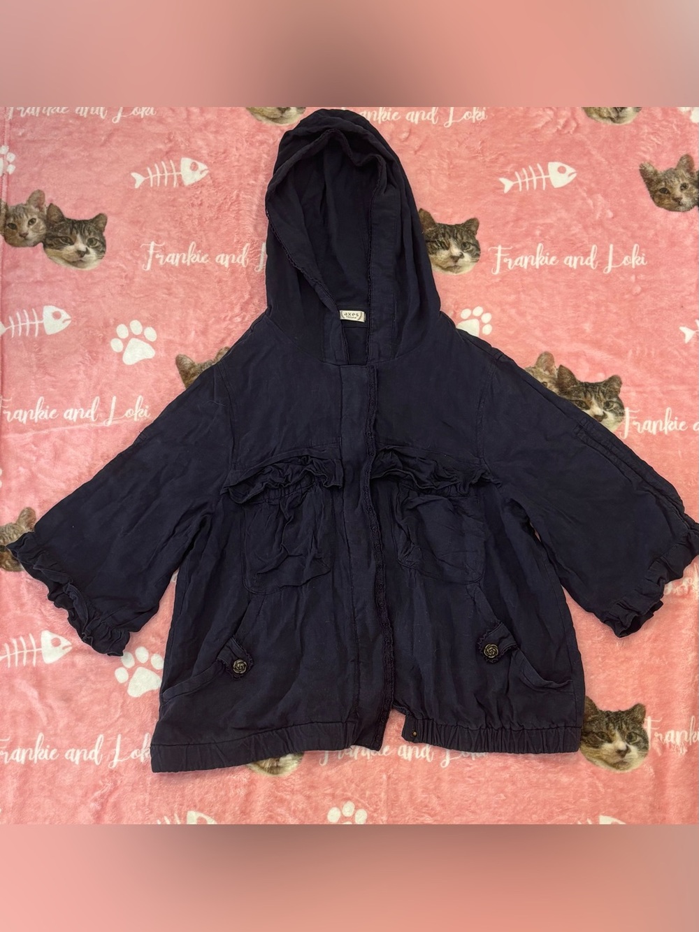 Axes Femme Navy Blue Lightweight Zipper Hoodie